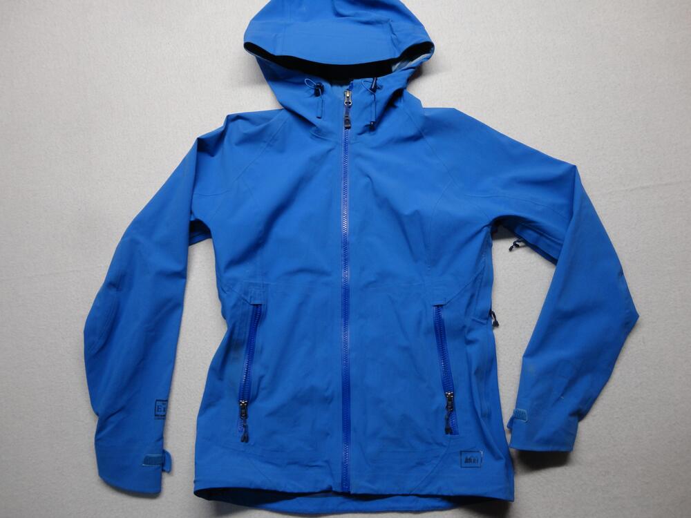 REI E1 Element Jacket Womens Small Blue Hooded Softshell Windbreaker Zip Stretch